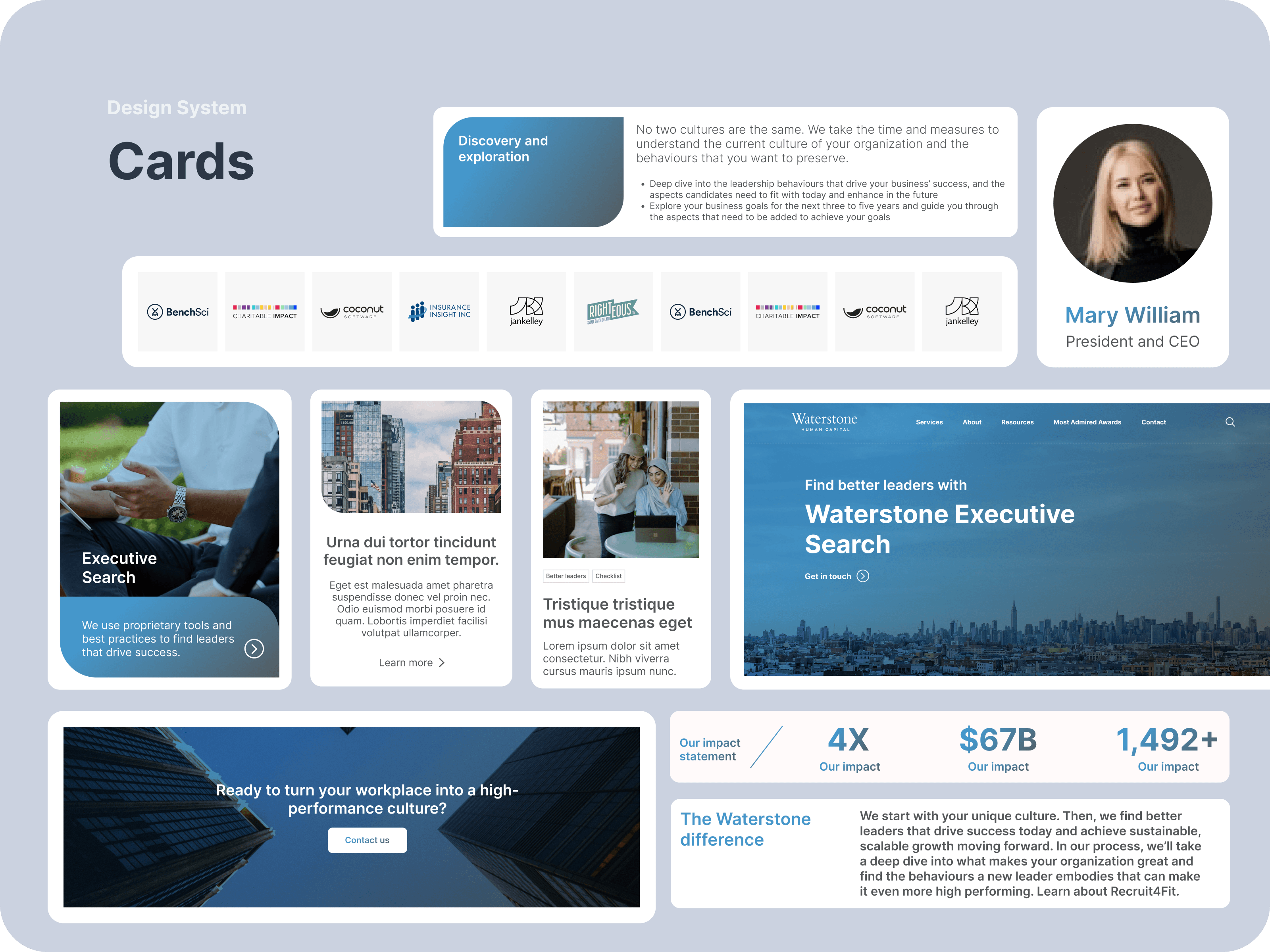 Waterstone design system cards